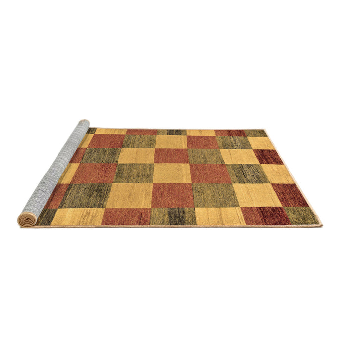 Sideview of Machine Washable Checkered Brown Modern Rug, wshabs80brn