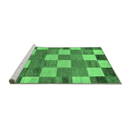 Sideview of Machine Washable Checkered Emerald Green Modern Area Rugs, wshabs80emgrn