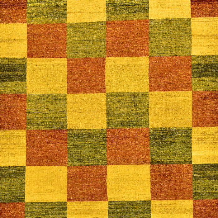 Machine Washable Checkered Yellow Modern Rug, wshabs80yw