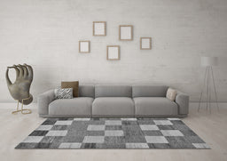 Machine Washable Checkered Gray Modern Rug in a Living Room,, wshabs80gry