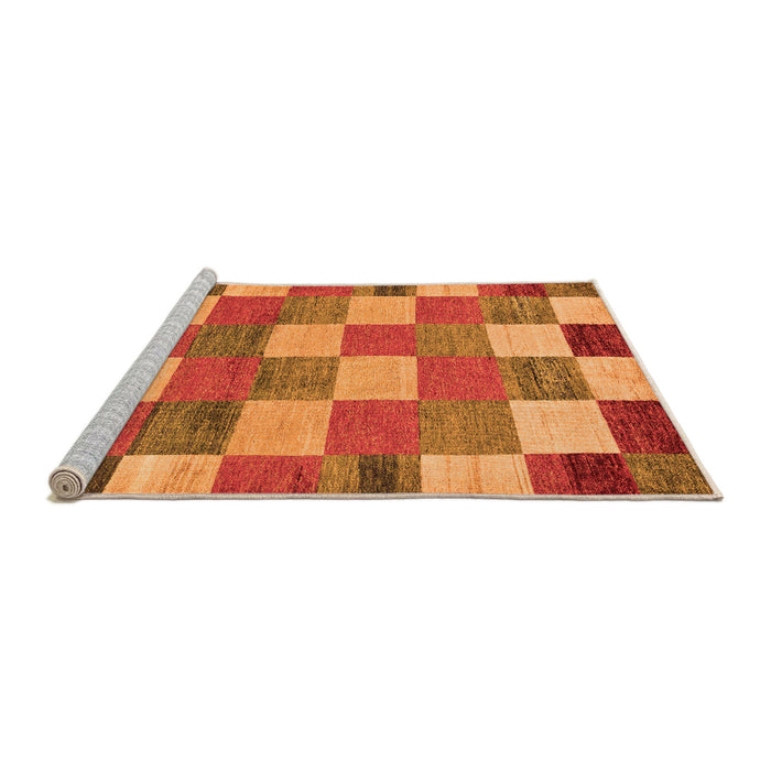 Sideview of Machine Washable Checkered Orange Modern Area Rugs, wshabs80org