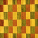 Square Machine Washable Checkered Yellow Modern Rug, wshabs80yw