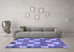 Machine Washable Checkered Blue Modern Rug in a Living Room, wshabs80blu