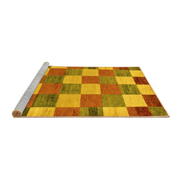 Sideview of Machine Washable Checkered Yellow Modern Rug, wshabs80yw