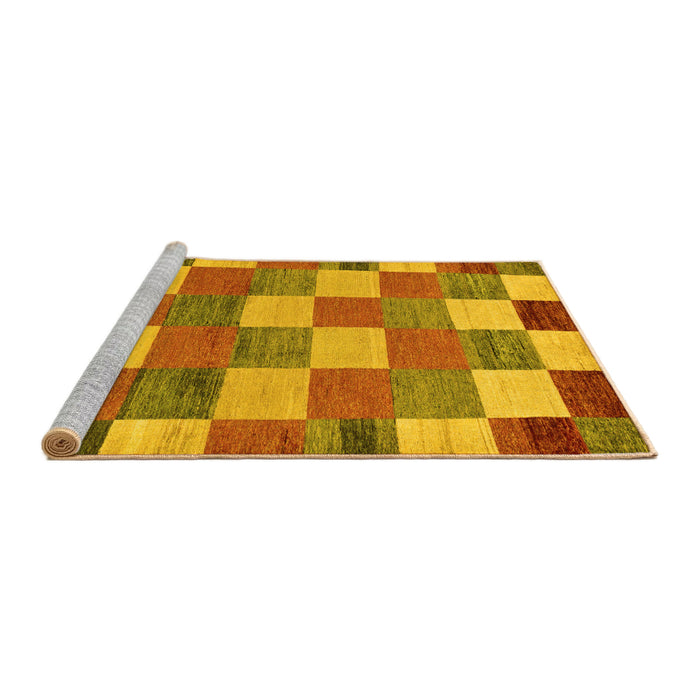 Sideview of Machine Washable Checkered Yellow Modern Rug, wshabs80yw
