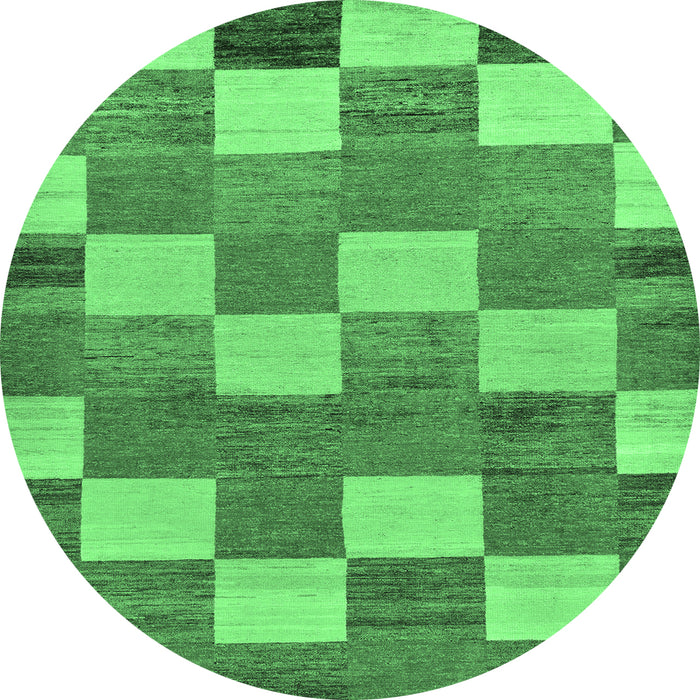 Round Checkered Emerald Green Modern Rug, abs80emgrn