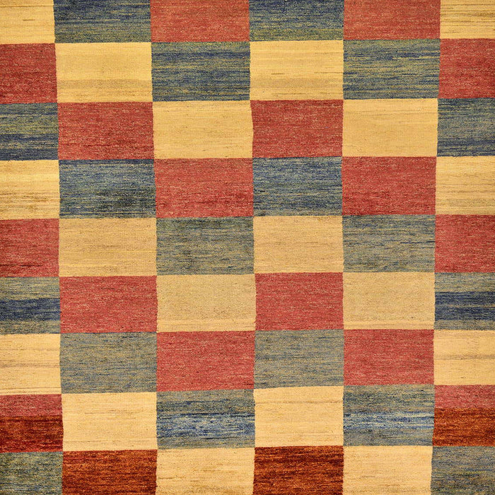 Square Abstract Gold Checkered Rug, abs80