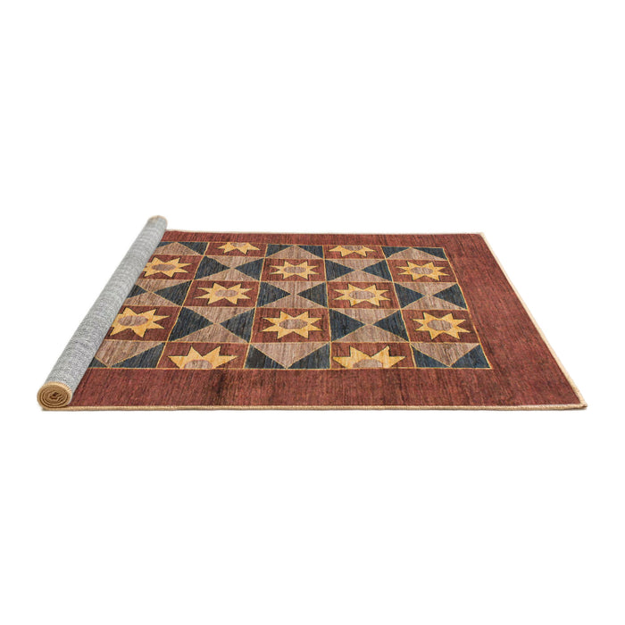 Sideview of Machine Washable Abstract Bronze Brown Rug, wshabs810