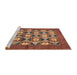 Sideview of Machine Washable Abstract Bronze Brown Rug, wshabs810