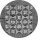 Round Machine Washable Abstract Gray Modern Rug, wshabs810gry