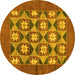 Round Abstract Yellow Modern Rug, abs810yw