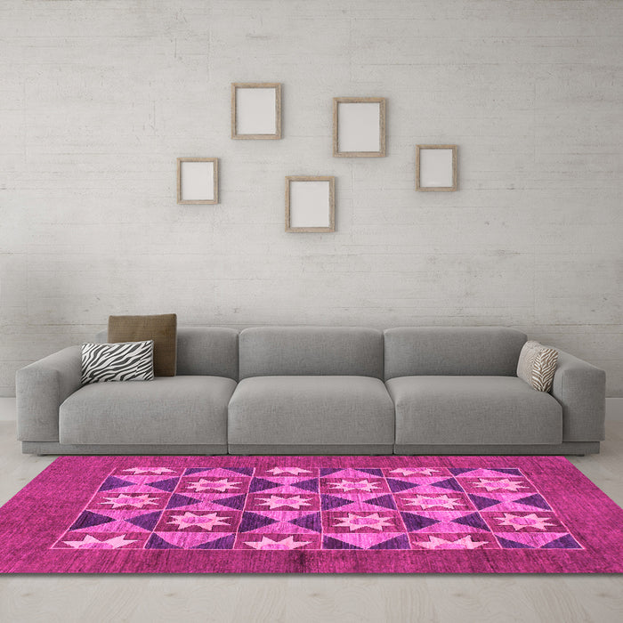 Machine Washable Abstract Pink Modern Rug in a Living Room, wshabs810pnk