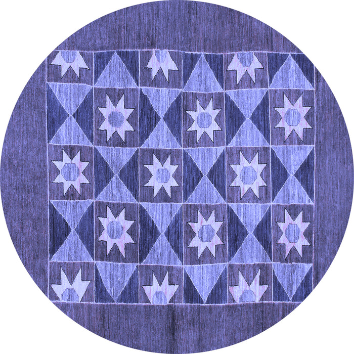Round Abstract Blue Modern Rug, abs810blu