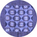 Round Abstract Blue Modern Rug, abs810blu