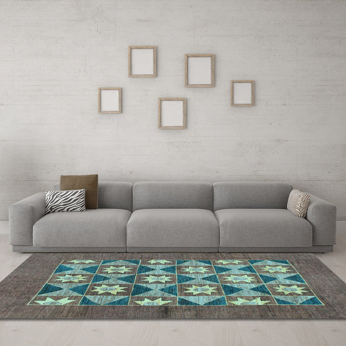 Machine Washable Abstract Light Blue Modern Rug in a Living Room, wshabs810lblu