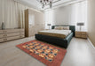 Machine Washable Abstract Bronze Brown Rug in a Bedroom, wshabs810