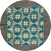 Round Abstract Light Blue Modern Rug, abs810lblu