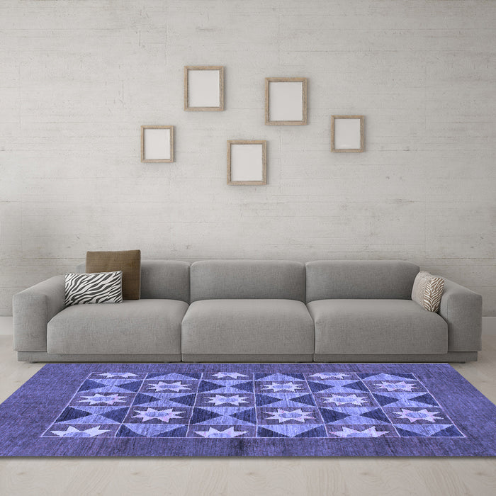 Machine Washable Abstract Blue Modern Rug in a Living Room, wshabs810blu