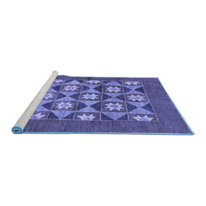 Sideview of Machine Washable Abstract Blue Modern Rug, wshabs810blu