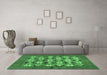Machine Washable Abstract Emerald Green Modern Area Rugs in a Living Room,, wshabs810emgrn