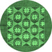 Round Machine Washable Abstract Emerald Green Modern Area Rugs, wshabs810emgrn
