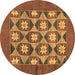 Round Abstract Brown Modern Rug, abs810brn