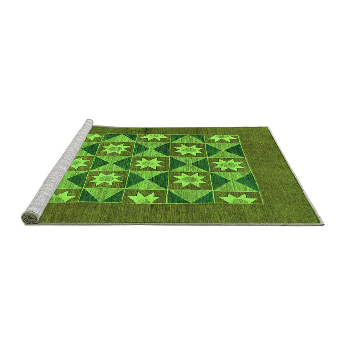 Sideview of Machine Washable Abstract Green Modern Area Rugs, wshabs810grn