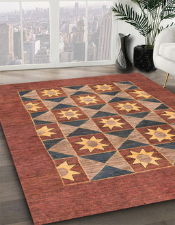 Machine Washable Abstract Bronze Brown Rug in a Family Room, wshabs810