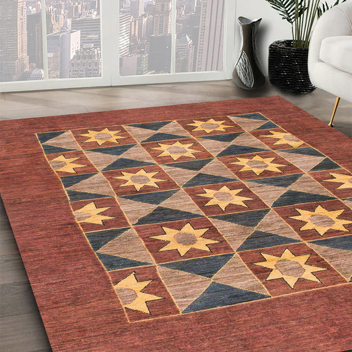 Machine Washable Abstract Bronze Brown Rug in a Family Room, wshabs810