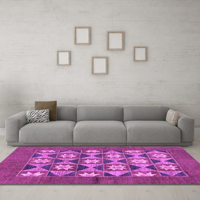 Machine Washable Abstract Purple Modern Area Rugs in a Living Room, wshabs810pur