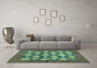 Machine Washable Abstract Turquoise Modern Area Rugs in a Living Room,, wshabs810turq