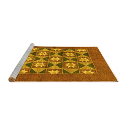 Sideview of Machine Washable Abstract Yellow Modern Rug, wshabs810yw