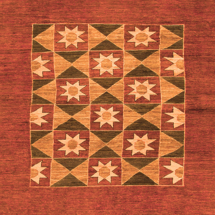 Square Machine Washable Abstract Orange Modern Area Rugs, wshabs810org
