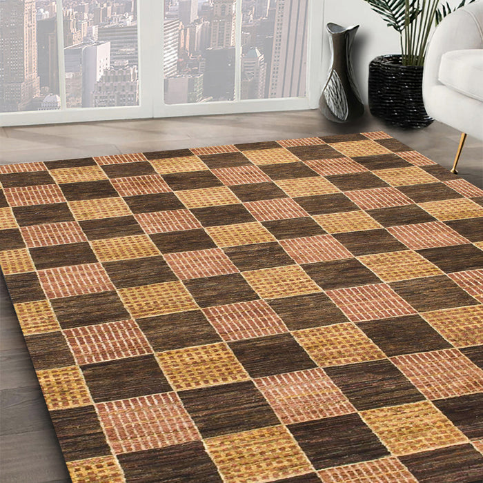 Machine Washable Abstract Orange Rug in a Family Room, wshabs811