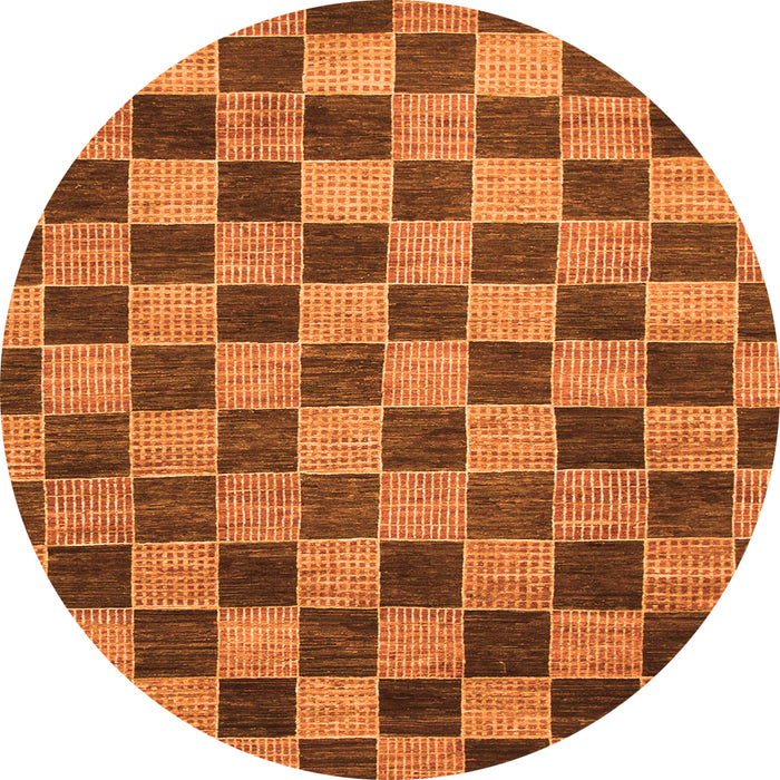 Round Machine Washable Checkered Orange Modern Area Rugs, wshabs811org