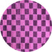 Round Checkered Purple Modern Rug, abs811pur