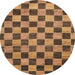 Round Abstract Orange Checkered Rug, abs811