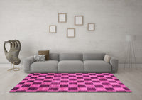 Machine Washable Checkered Pink Modern Rug, wshabs811pnk