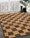 Abstract Orange Checkered Rug in Family Room, abs811