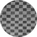 Round Machine Washable Checkered Gray Modern Rug, wshabs811gry