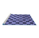 Sideview of Machine Washable Checkered Blue Modern Rug, wshabs811blu