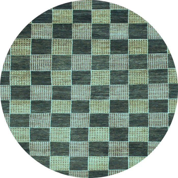 Round Checkered Light Blue Modern Rug, abs811lblu