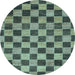 Round Checkered Light Blue Modern Rug, abs811lblu