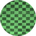 Round Checkered Emerald Green Modern Rug, abs811emgrn