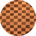 Round Checkered Orange Modern Rug, abs811org