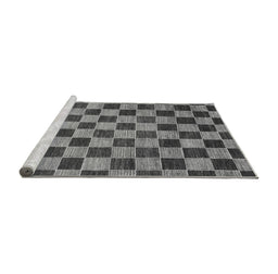 Sideview of Machine Washable Checkered Gray Modern Rug, wshabs811gry