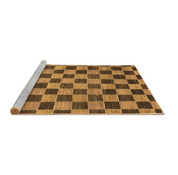 Sideview of Machine Washable Checkered Brown Modern Rug, wshabs811brn