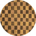 Round Machine Washable Checkered Brown Modern Rug, wshabs811brn