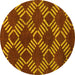 Round Machine Washable Abstract Yellow Modern Rug, wshabs812yw