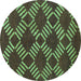 Round Machine Washable Abstract Turquoise Modern Area Rugs, wshabs812turq